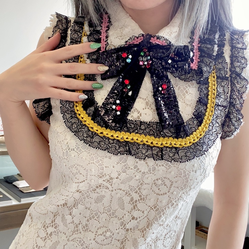 Sale! Gucci Cluny Lace Dress With Embroidery in White